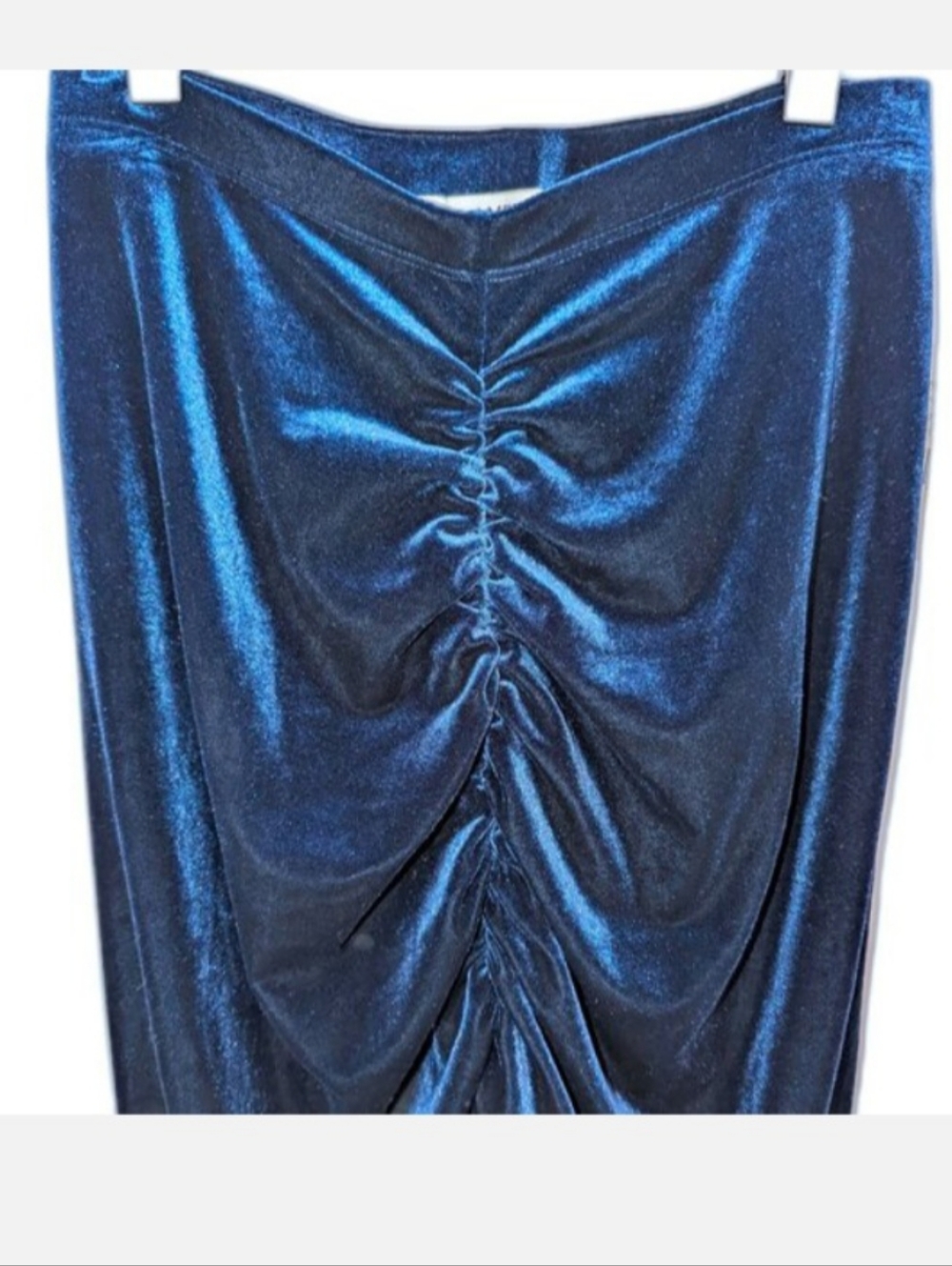 NWT Good American | Sapphire Blue Ruched Velvet STRETCH Skirt | Size 1 Small - Picture 6 of 6